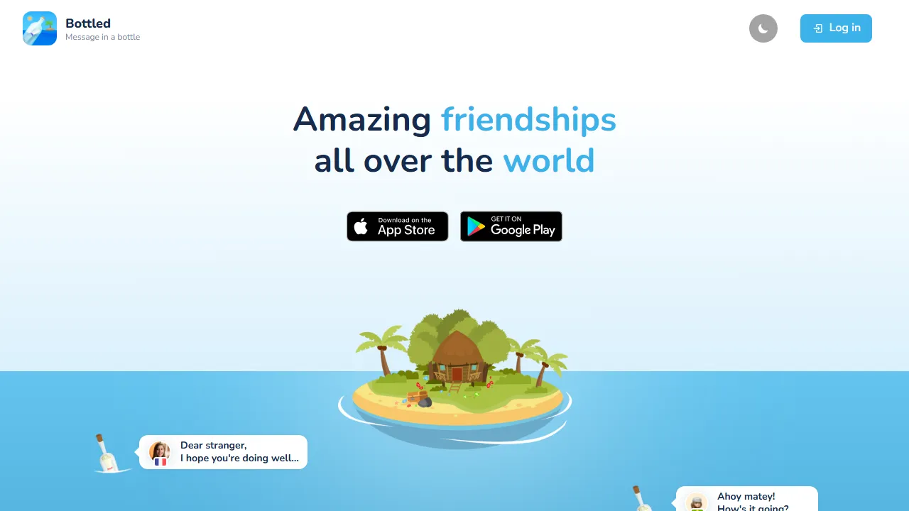 bottledapp.com - Find New Friends on Social Media Network screenshot