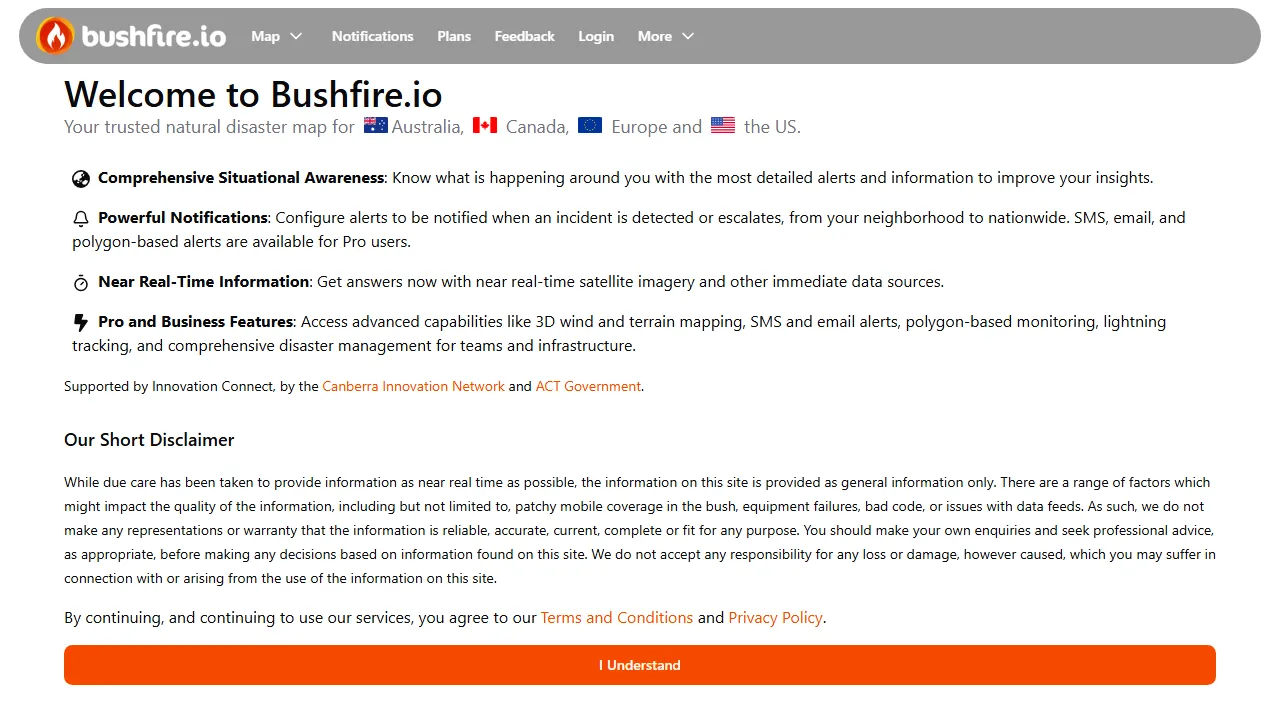 bushfire.io - Bushfire Emergency Plan Information Service Online screenshot