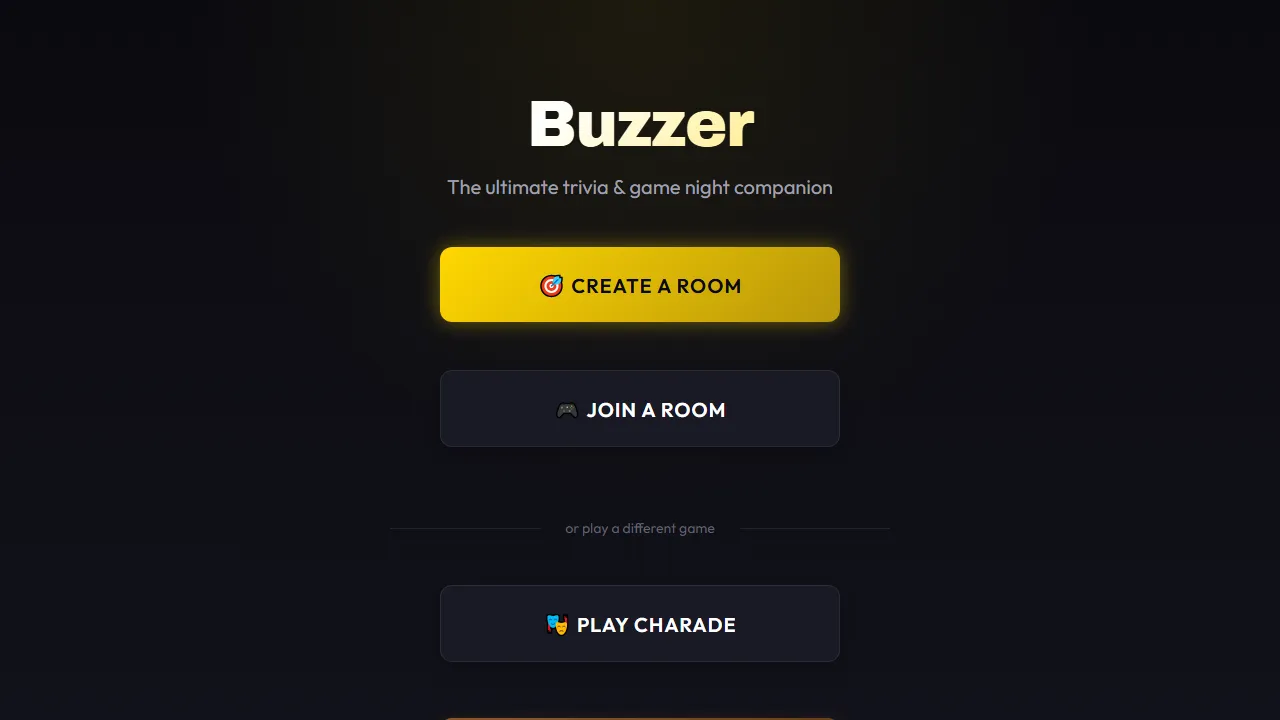 buzzer.press - Custom Trivia and Charade Game Platform screenshot