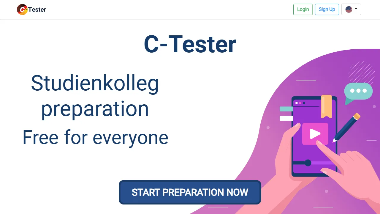 c-tester.com - German Language Learning Platform for C-Test Prep screenshot