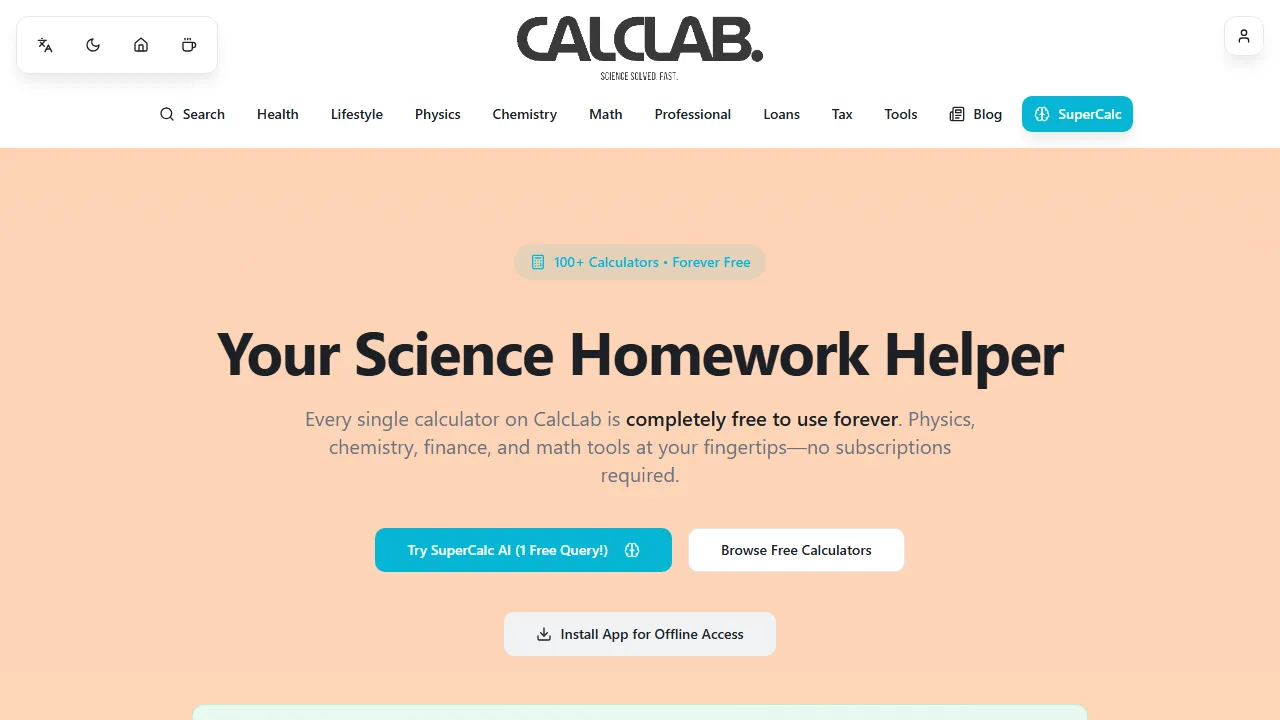 calclab.lovable.app - Online Scientific Calculator for Complex Formulas screenshot