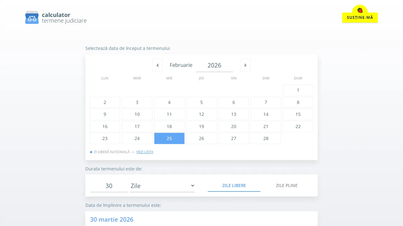 calculator-termene.ro - Free Online Date and Days Calculator screenshot