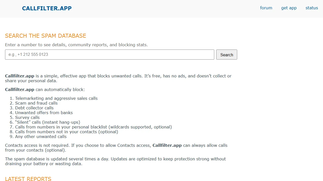 callfilter.app - Block Unwanted Calls and Spam Phone Calls screenshot