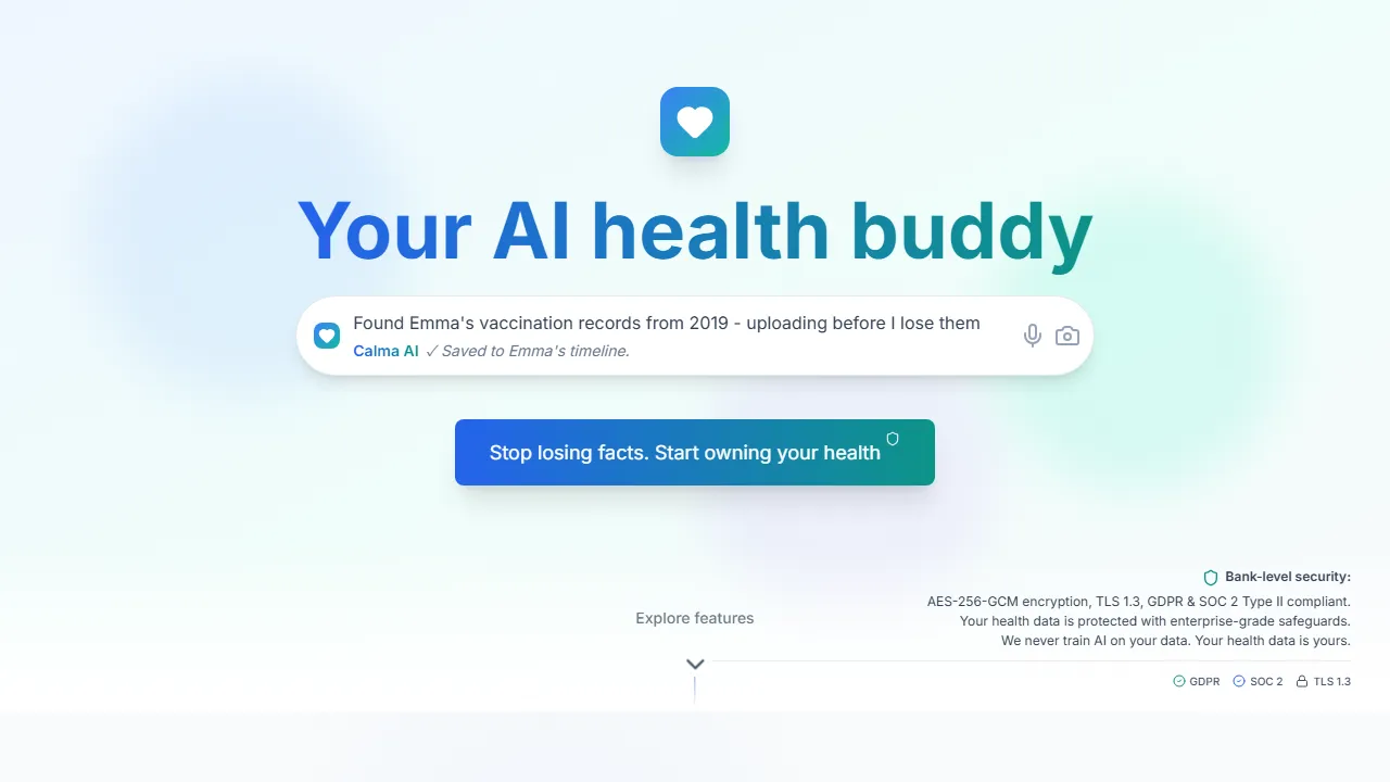 calma-ai.com - Medical History Assistant at Your Fingertips screenshot