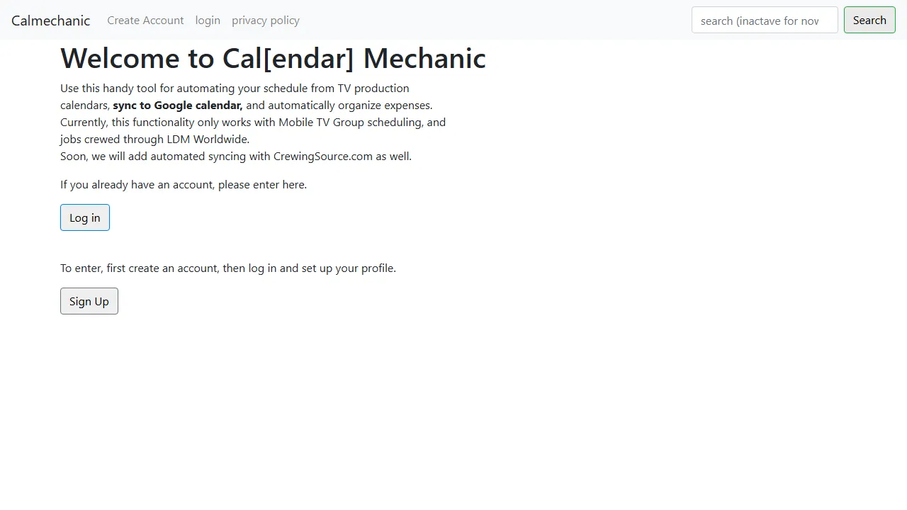 calmechanic.com - Google Calendar Support and Monthly Subscription screenshot