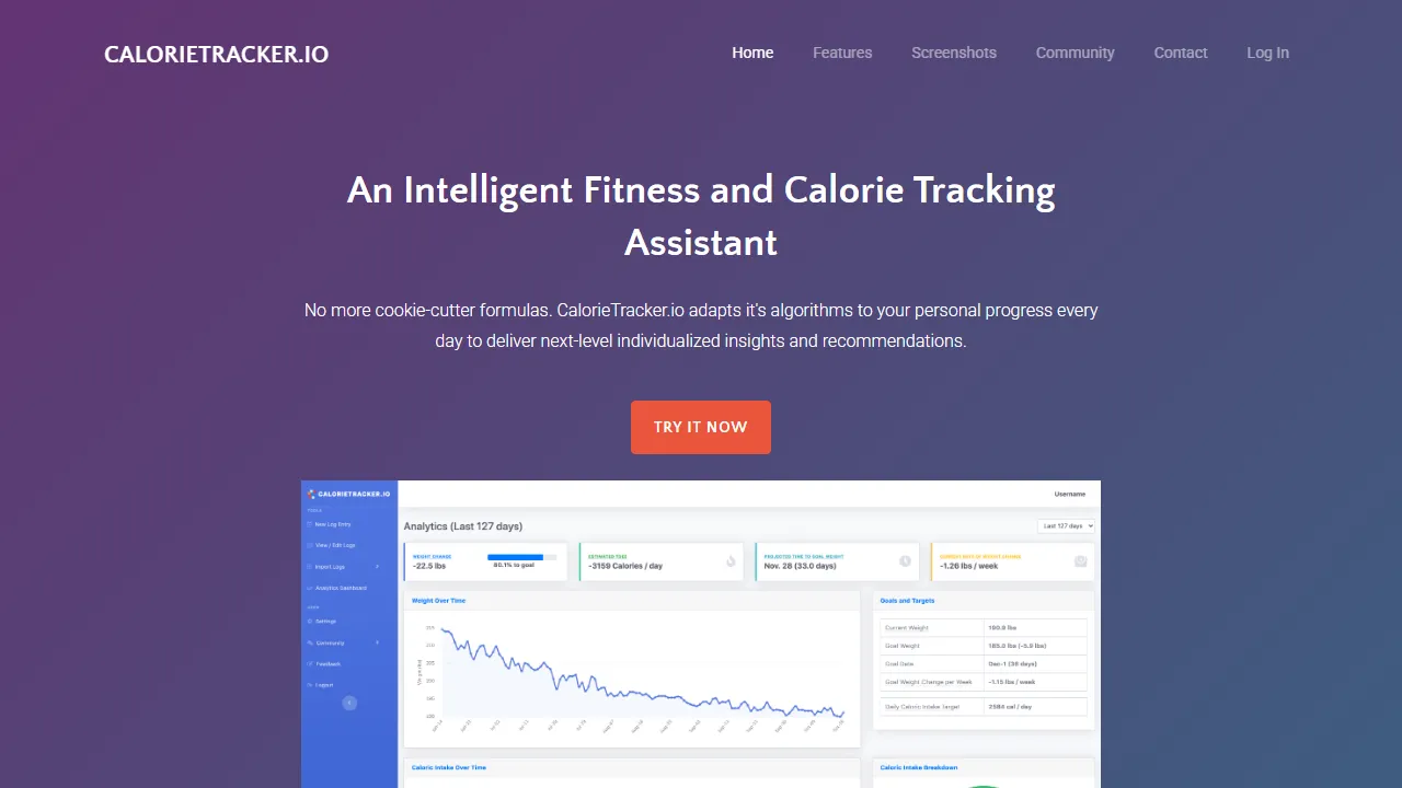 calorietracker.io - Weight and Calorie Tracking Assistant screenshot
