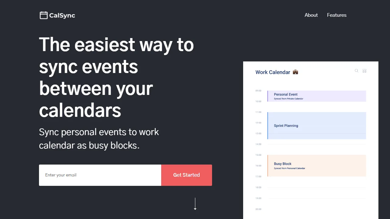calsync.io - Calendar Syncing Tool: Outlook Google Calendar screenshot