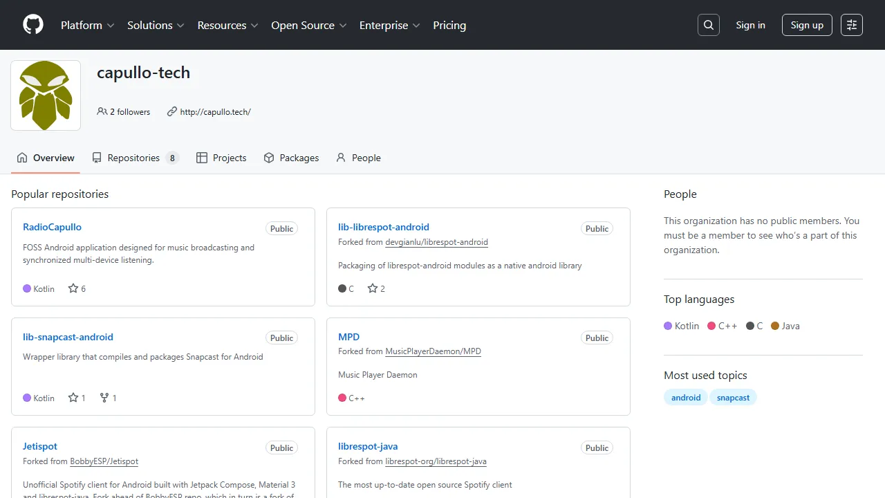 capullo.tech - Audio Synchronization Software for Multiple Devices screenshot