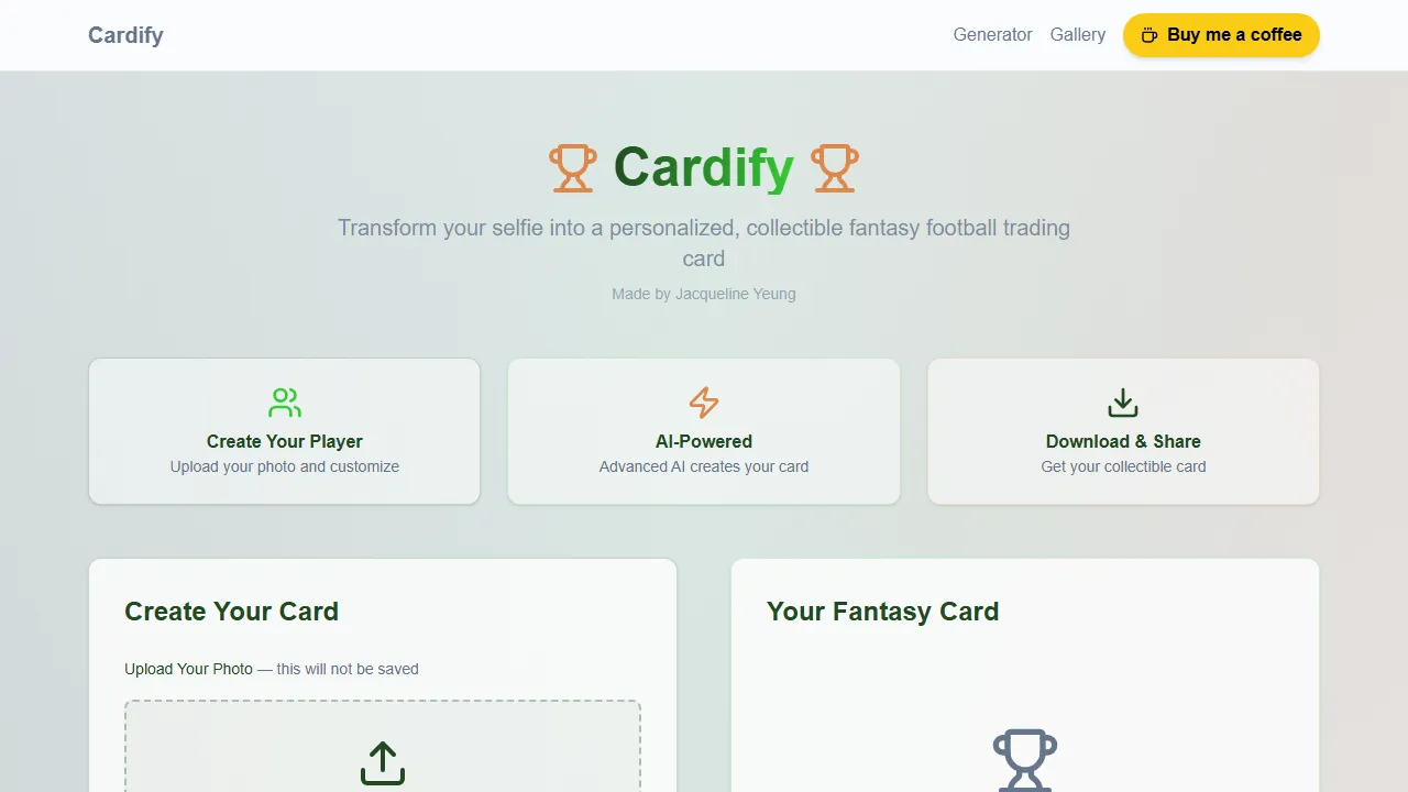 cardify.dev - Collectible Card Creator - Design Your Own Cards screenshot
