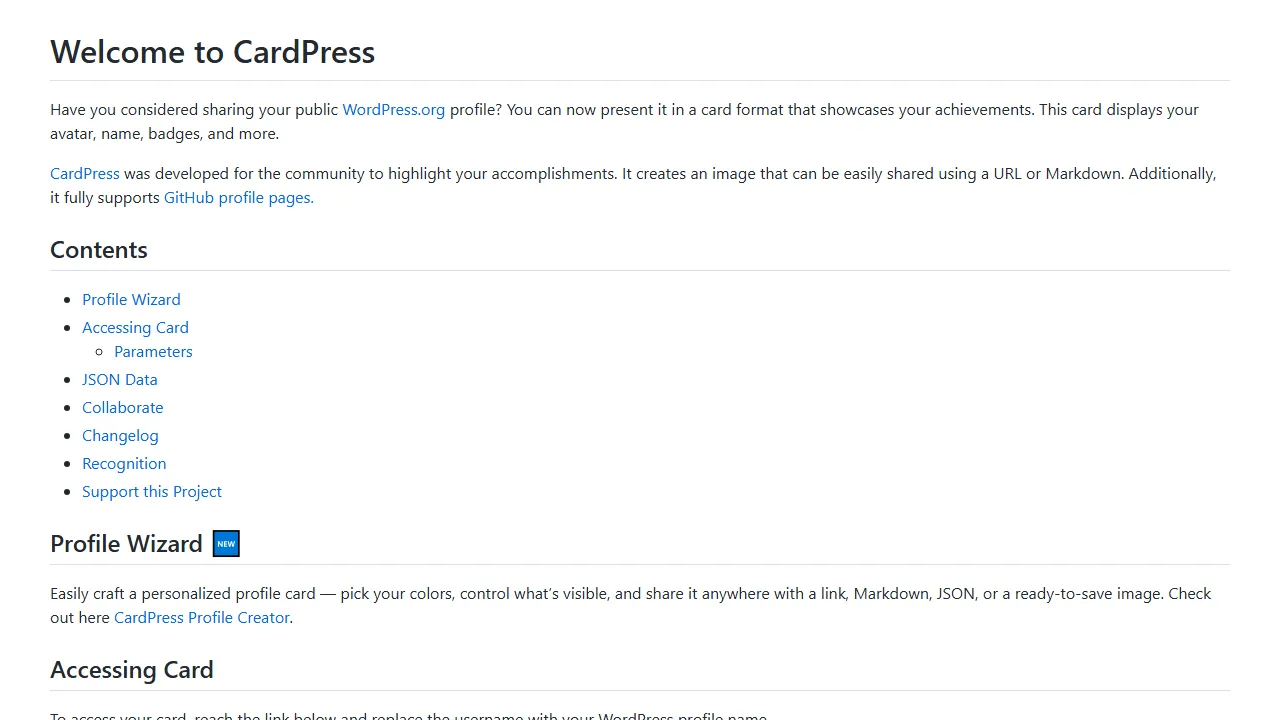 cardpress.us - Shareable WordPress Profile Card Generator screenshot