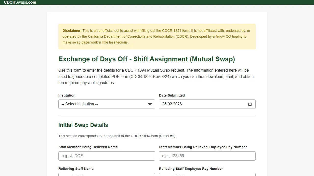cdcrswaps.com - Correctional Officer App For CDCR Officers screenshot