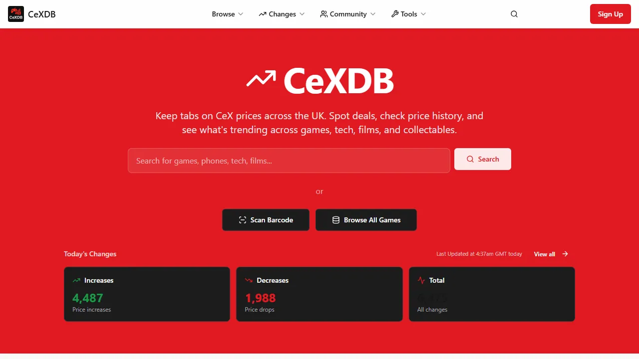 cexdb.com - Price Tracking Platform for Games and Consoles screenshot