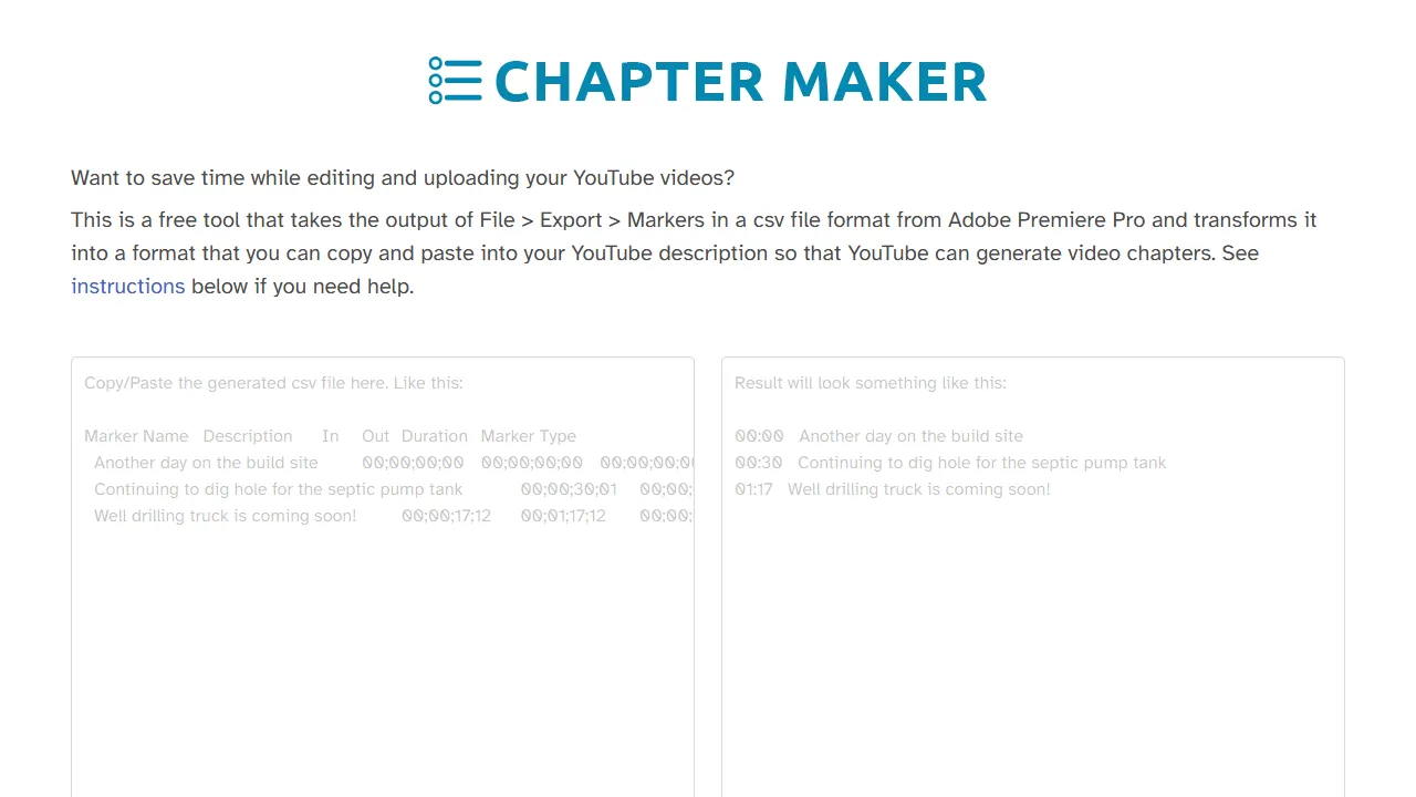 chaptermaker.com - Automated YouTube Video Chaptering From screenshot