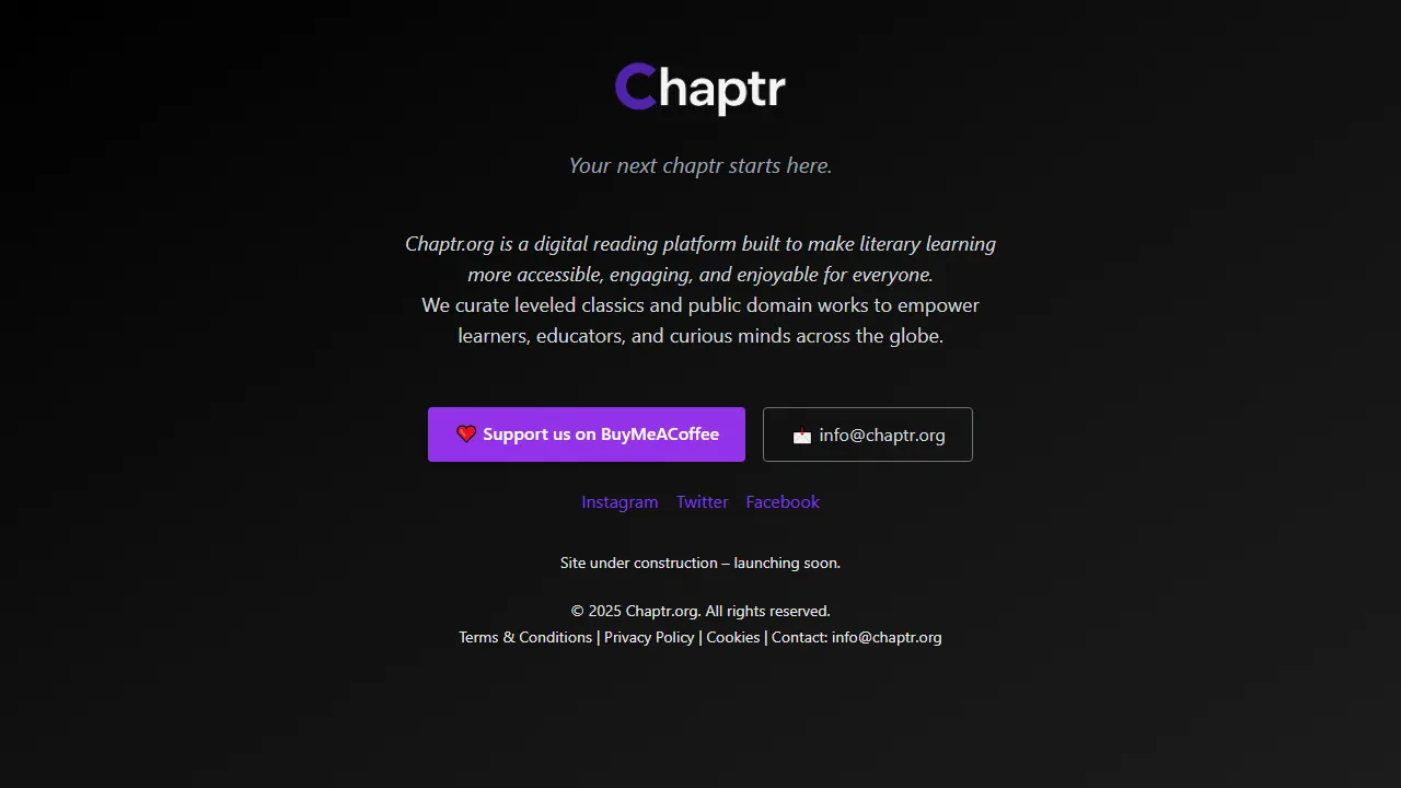 chaptr.org - Distraction-Free Reading Platform for Everyone screenshot
