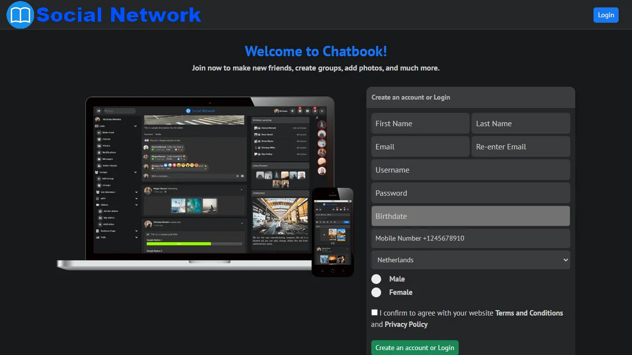 chatbook.uk - Social Network Component for Your Site screenshot