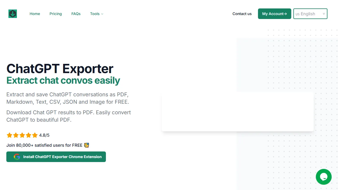 chatgptexporter.com - ChatGPT Data Exporter and Translator screenshot