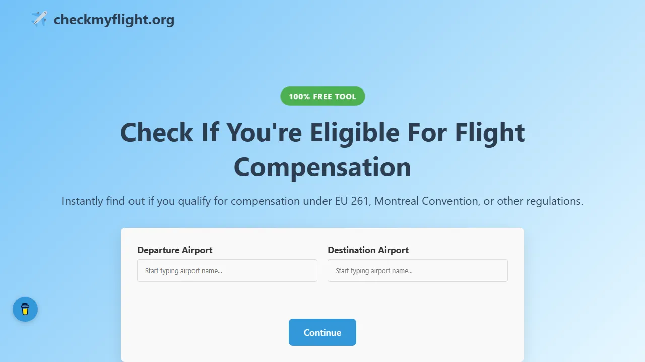 checkmyflight.org - Flight Delay and Cancellation Compensation Tool screenshot
