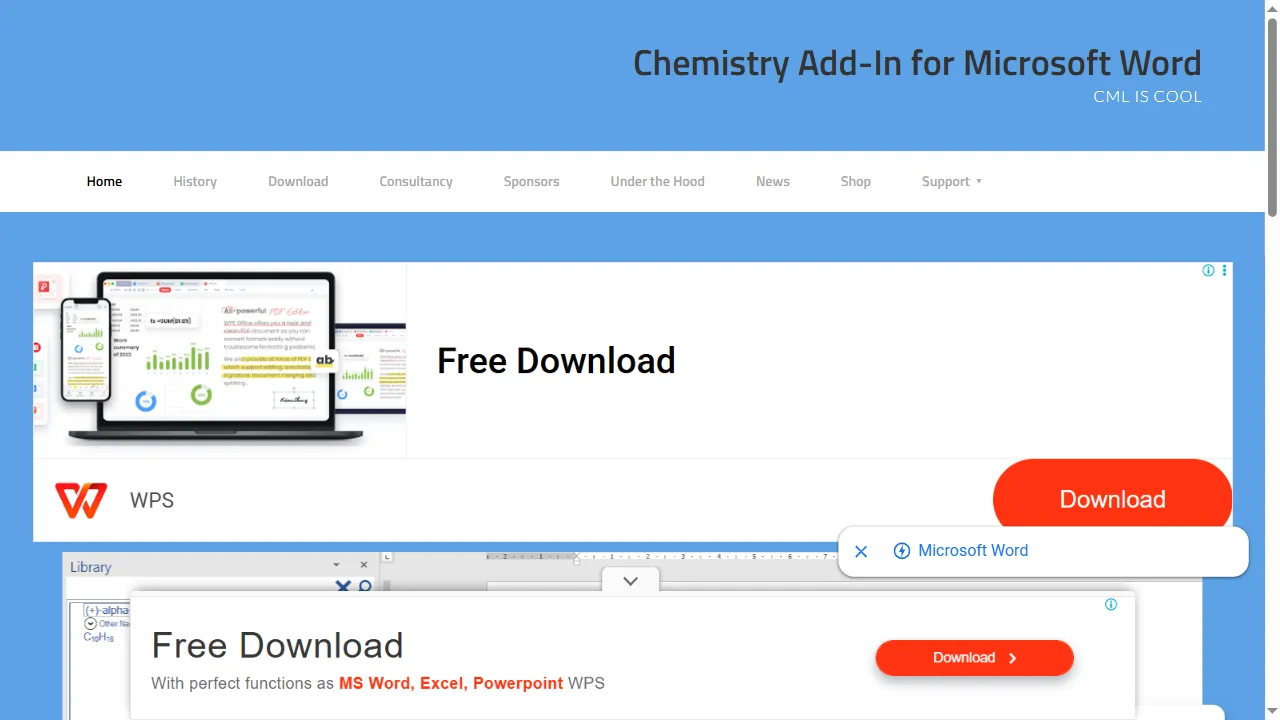 chem4word.co.uk - Chemistry Add-In for Microsoft Word screenshot