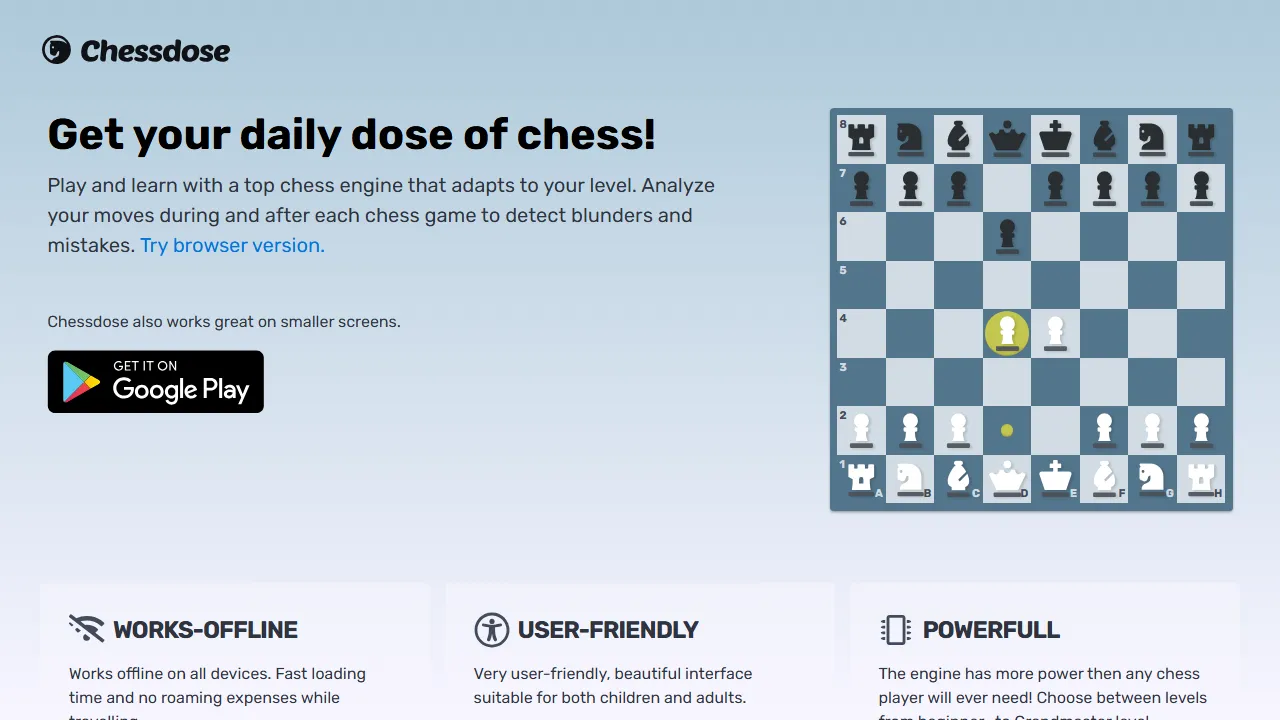 chessdose.com - Chess Play and Learn Resource Online screenshot