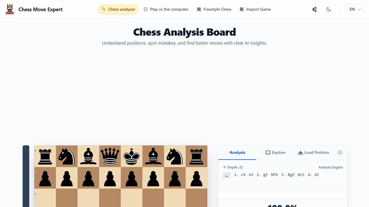 chessmoveexpert.com - AI Chess Analysis Board for Better Moves screenshot