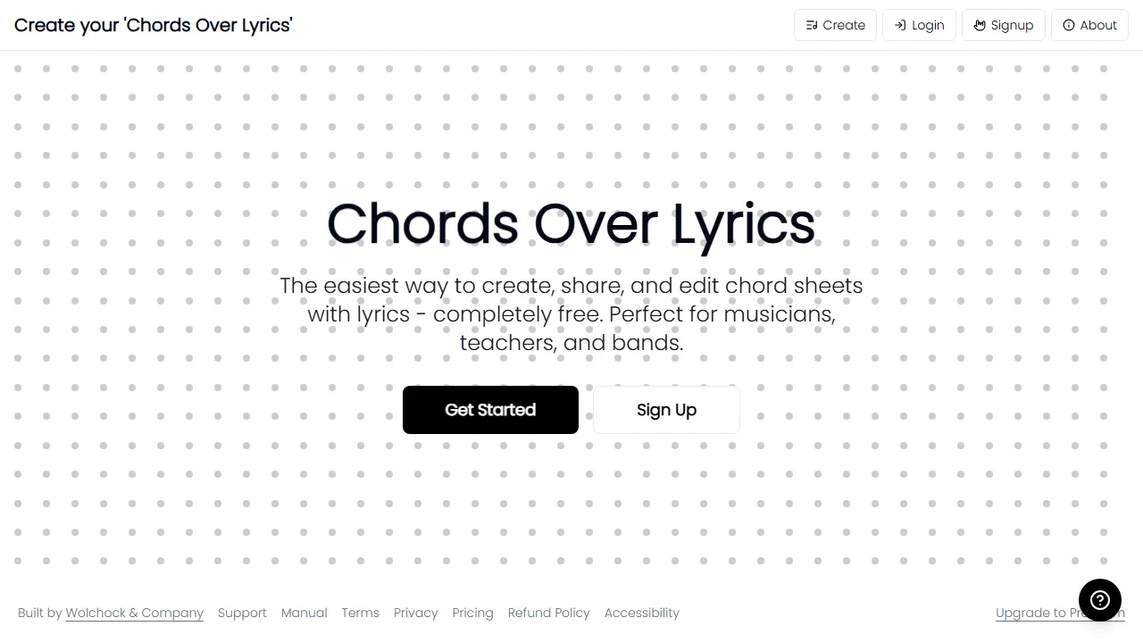 chordsoverlyrics.com - Free Music Creation Software for Musicians screenshot