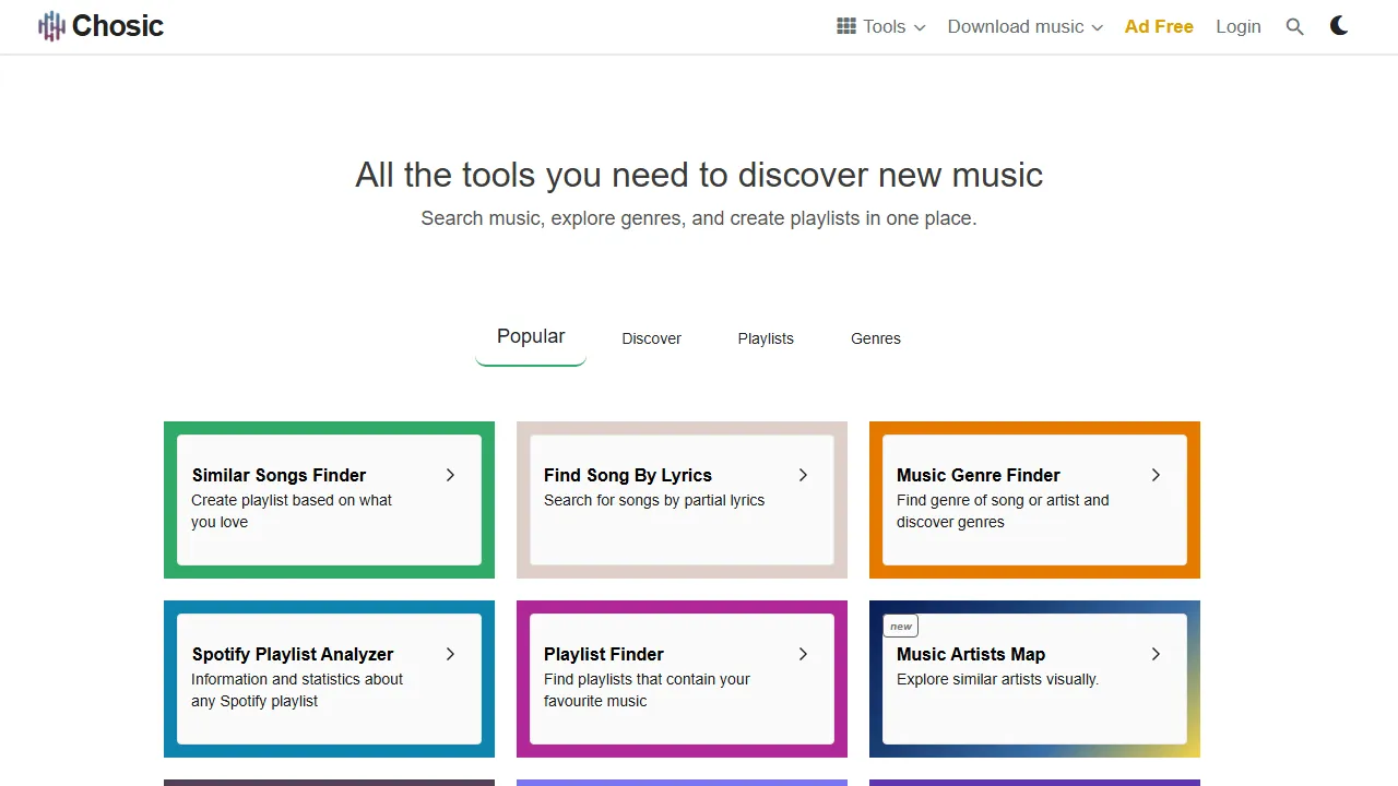 chosic.com - Music Key Analyzer Online Tool screenshot