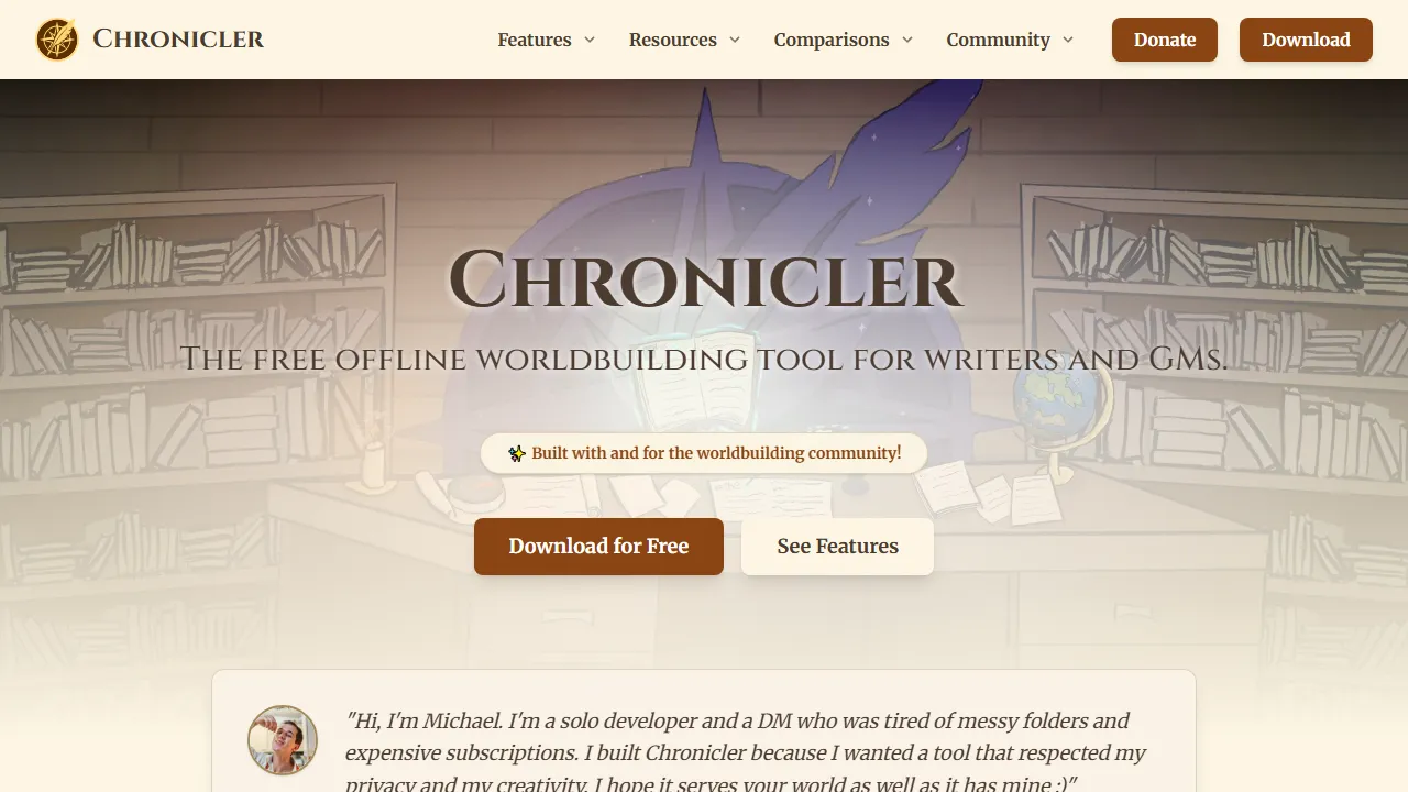 chronicler.pro - Free-Core Offline Worldbuilding Software screenshot
