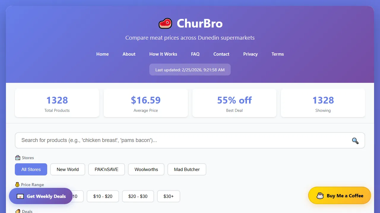 churbro.net - Free Price Comparison for Groceries screenshot