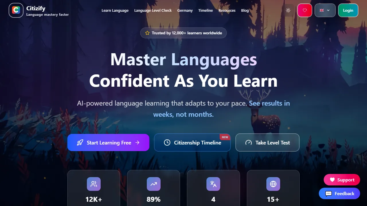 citizify.com - Free Multilingual Language Learning Platform screenshot