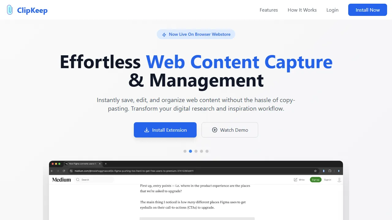 clipkeep.click - Free Online Content Clipping Tool Platform screenshot