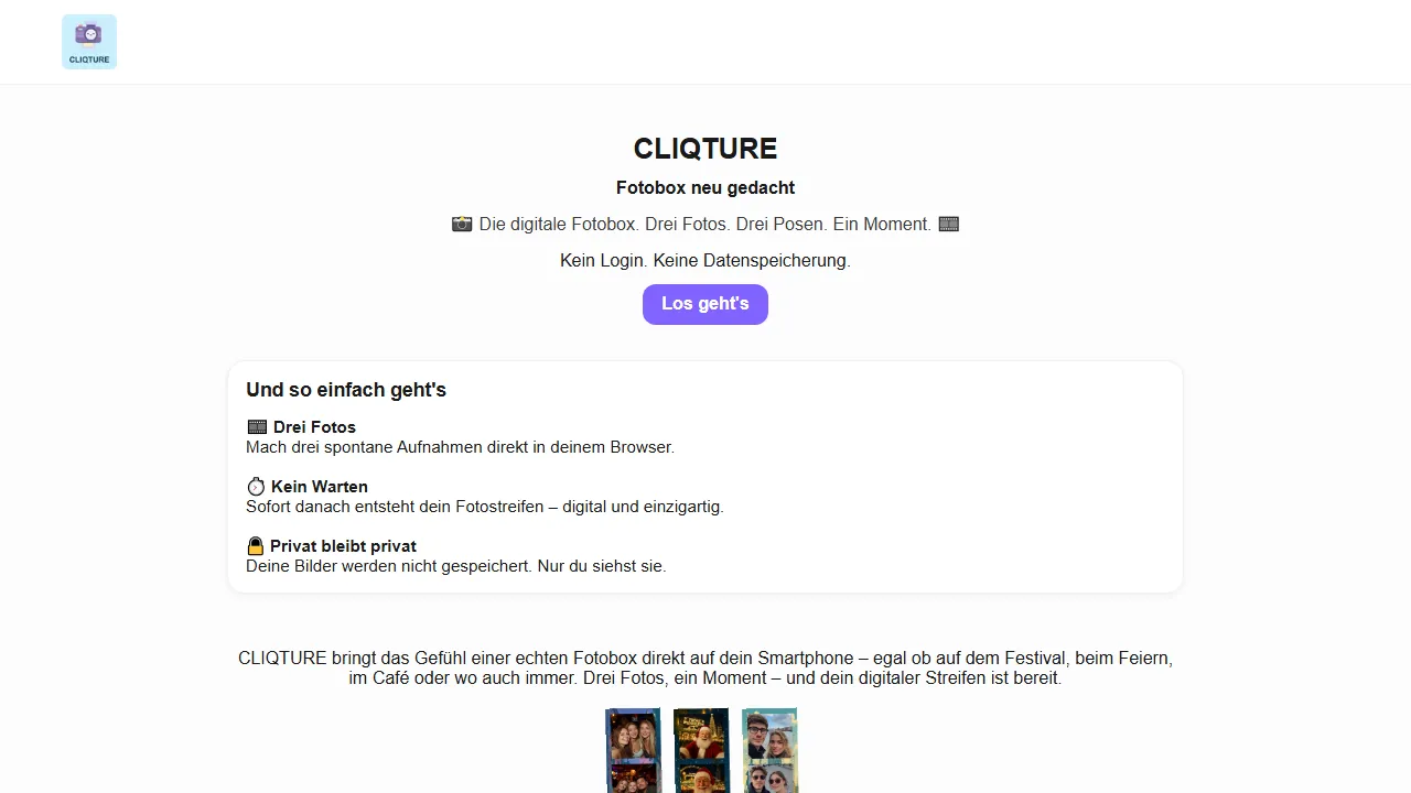 cliqture.app - Privacy-Friendly Digital Photo Booth screenshot
