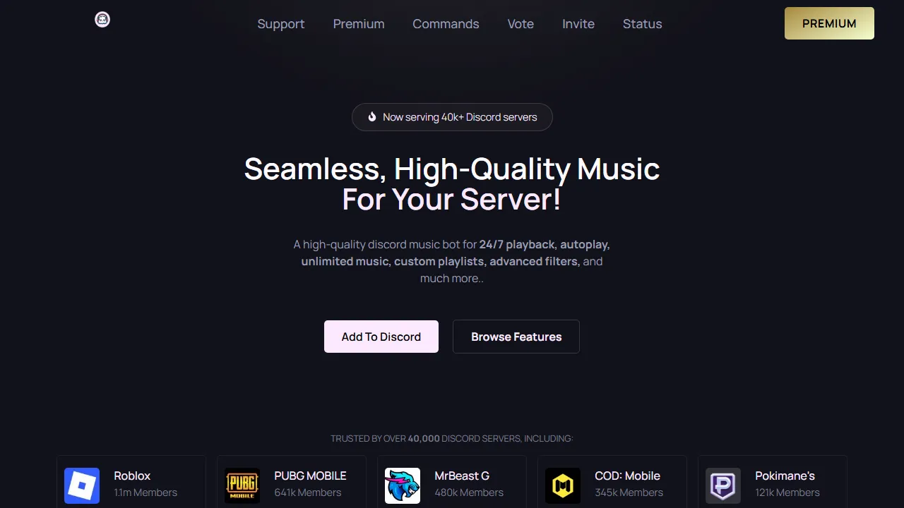 cloudy-bot.com - High-Quality Discord Music Bot Solution screenshot