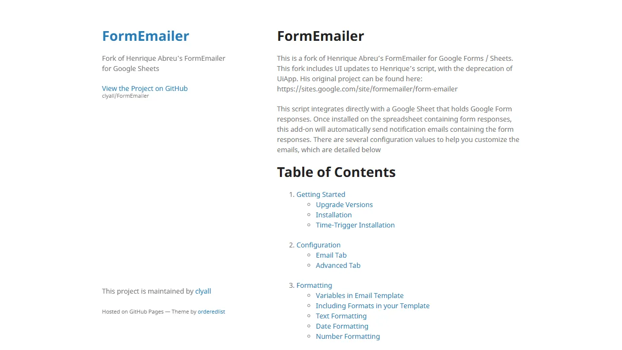 clyall.github.io - Free HTML Mail Form and Form Emailer screenshot