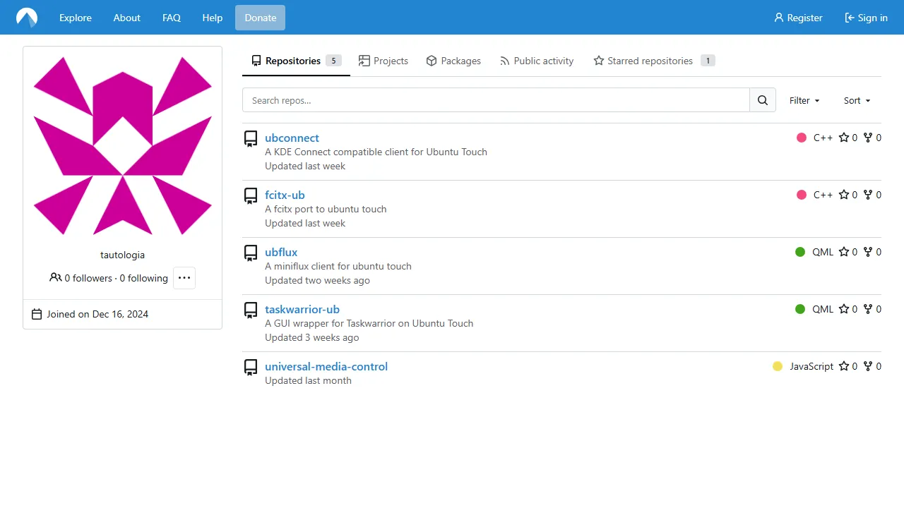 codeberg.org - Ubuntu Touch Apps Catalog - WhatsApp and APK screenshot