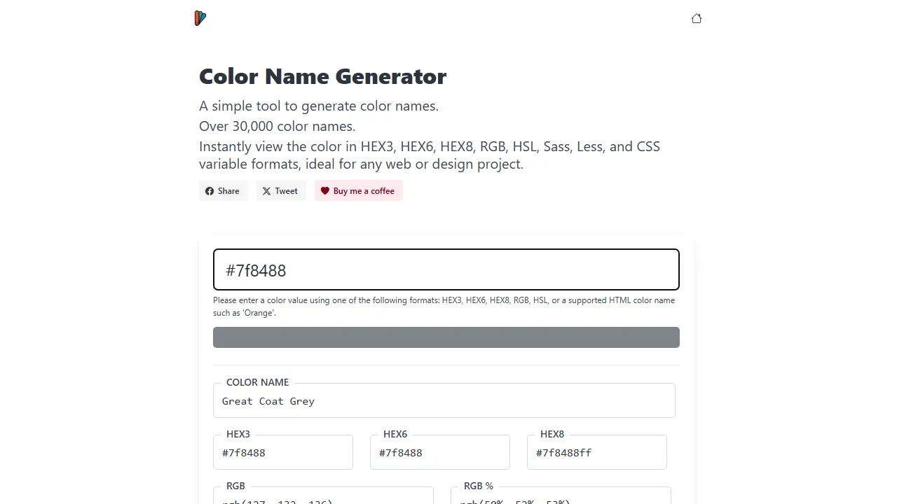 color-name-generator.com - Free Color Name Generator Online screenshot