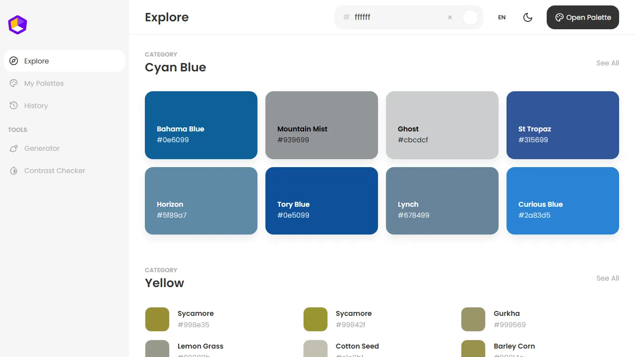 colorbase.app - Color Palette Generator - Combination Swatch Builder screenshot