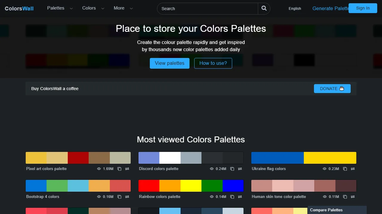colorswall.com - Online Color Palette and Swatch Tool screenshot