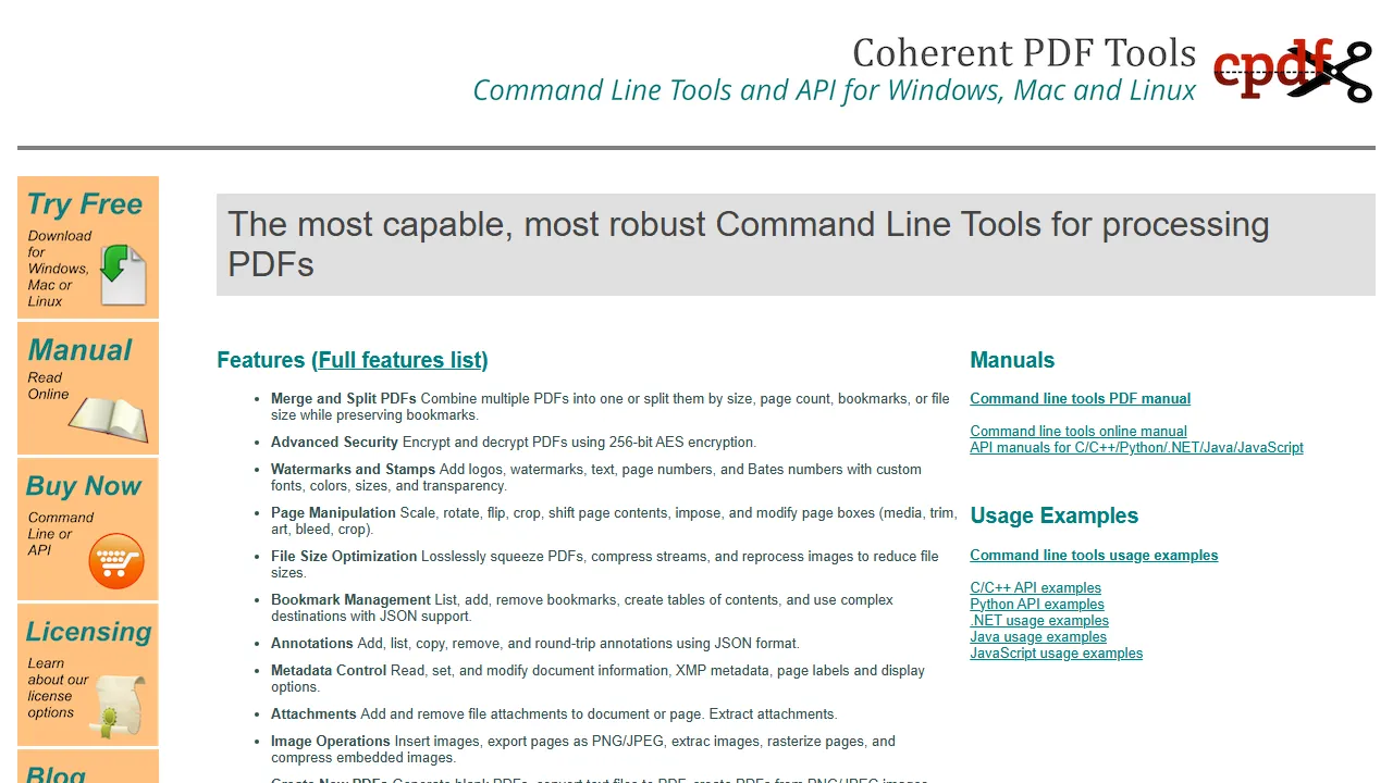 community.coherentpdf.com - Free PDF Manipulation Tools Download Online screenshot