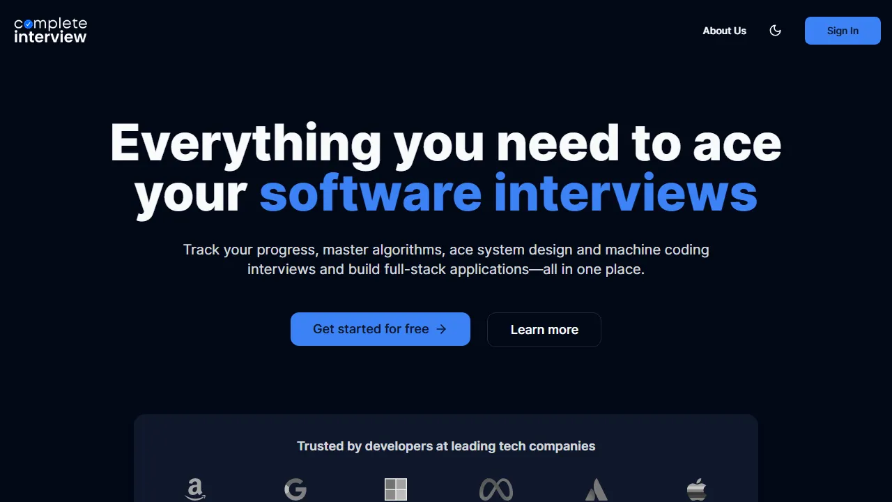 completeinterview.com - Free Online Mock Interview Practice Tool screenshot