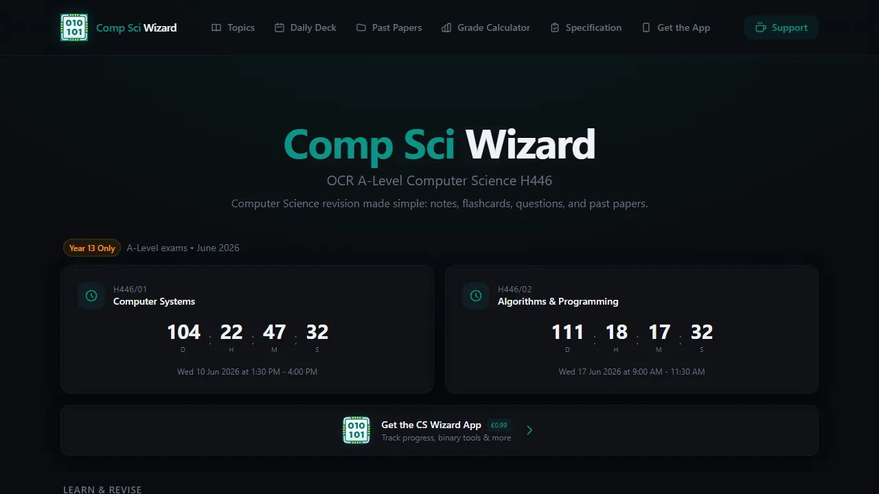 compsciwizard.com - Algorithm Visualizer - Binary Search Visualization Tool screenshot