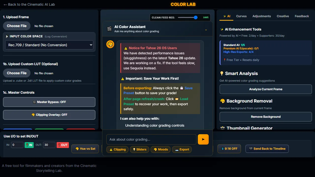 confidentcinematiclab.com - AI Video Upscaler and Editor screenshot