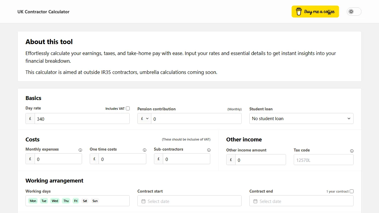 contractor-calculator.co.uk - IR35 Contractor Tax Calculator screenshot