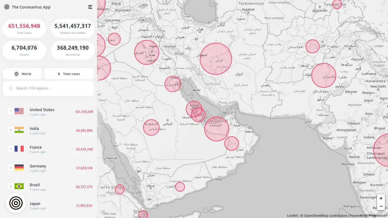 coronavirus.app - COVID Tracker - Progress Tracking screenshot