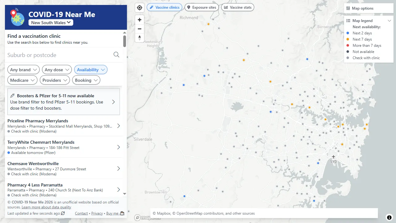 covid19nearme.com.au - COVID-19 Data and Exposure Tracker screenshot
