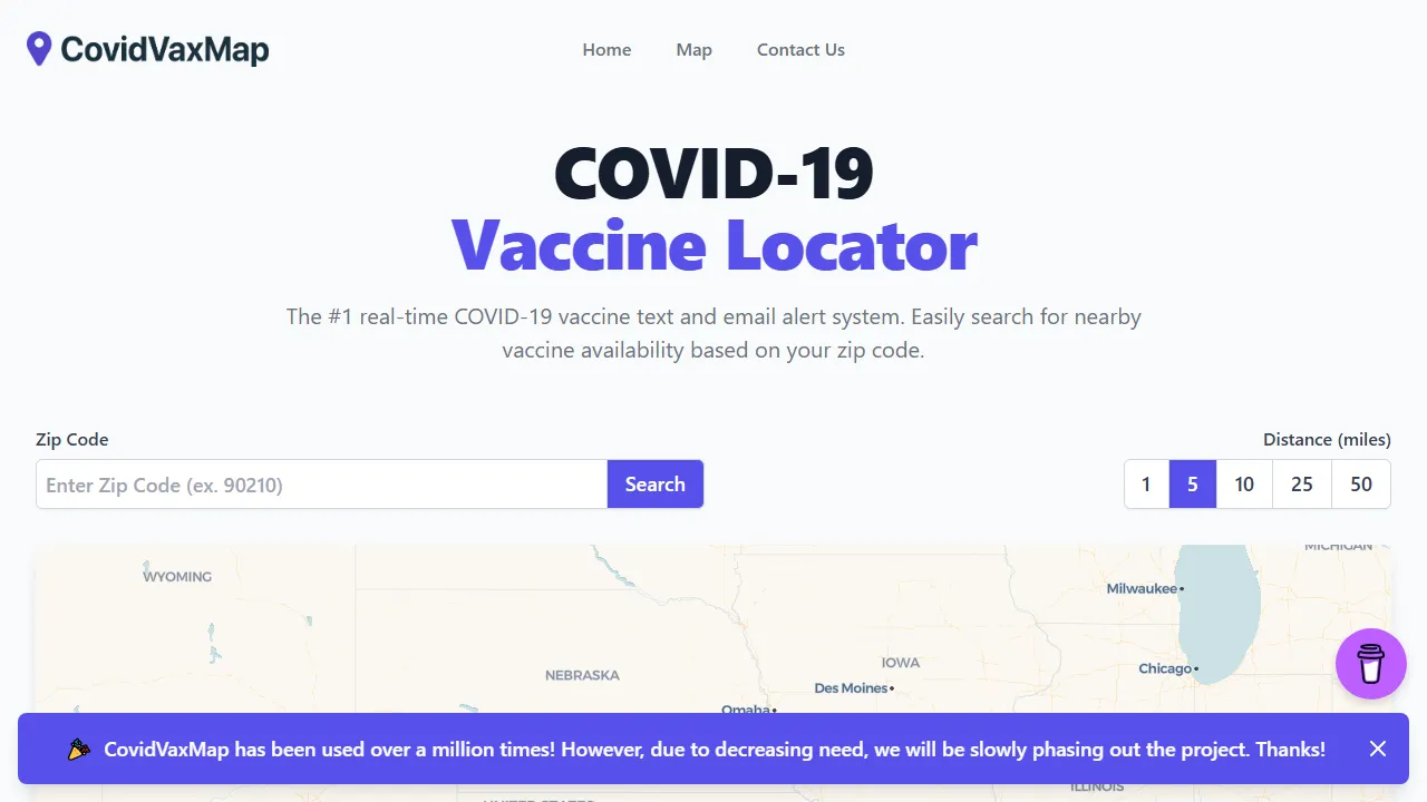 covidvaxmap.com - Vaccine Availability Alert System Near You screenshot