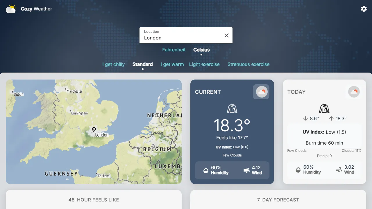 cozyweather.com - Personalized Weather Forecast Tool screenshot