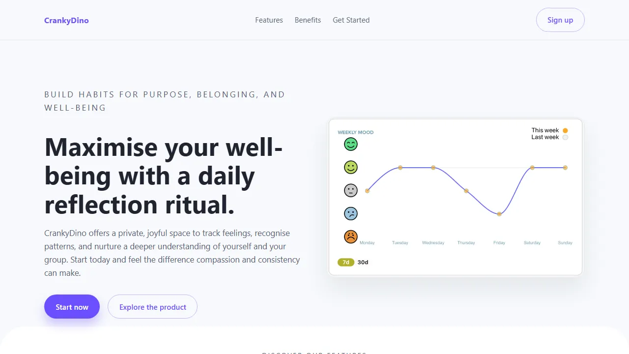 crankydino.com - Simple Mood Tracking App for Teams screenshot