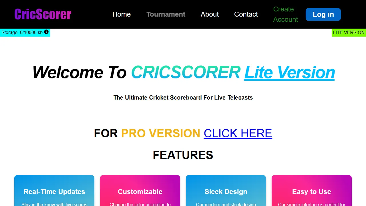 cricscorer.in - Free Live Scorecard App for Cricket Tournaments screenshot