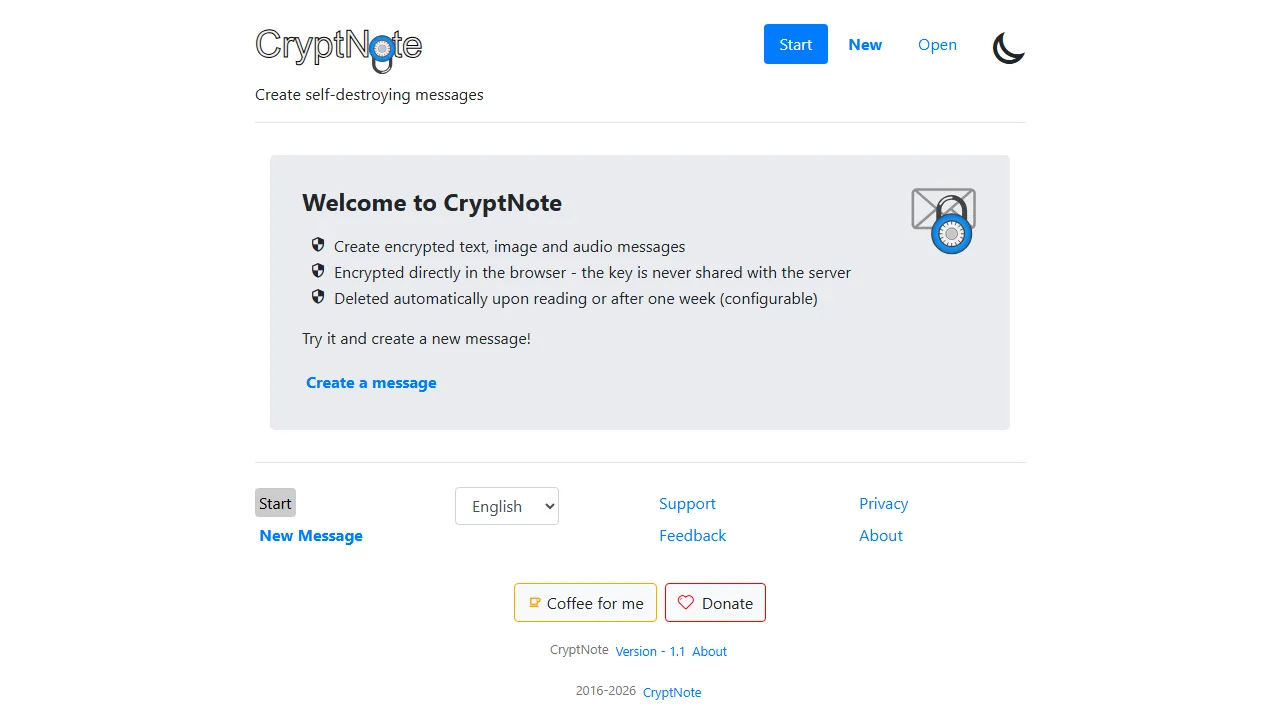 cryptnote.org - Free Self-Destroying Message Service screenshot