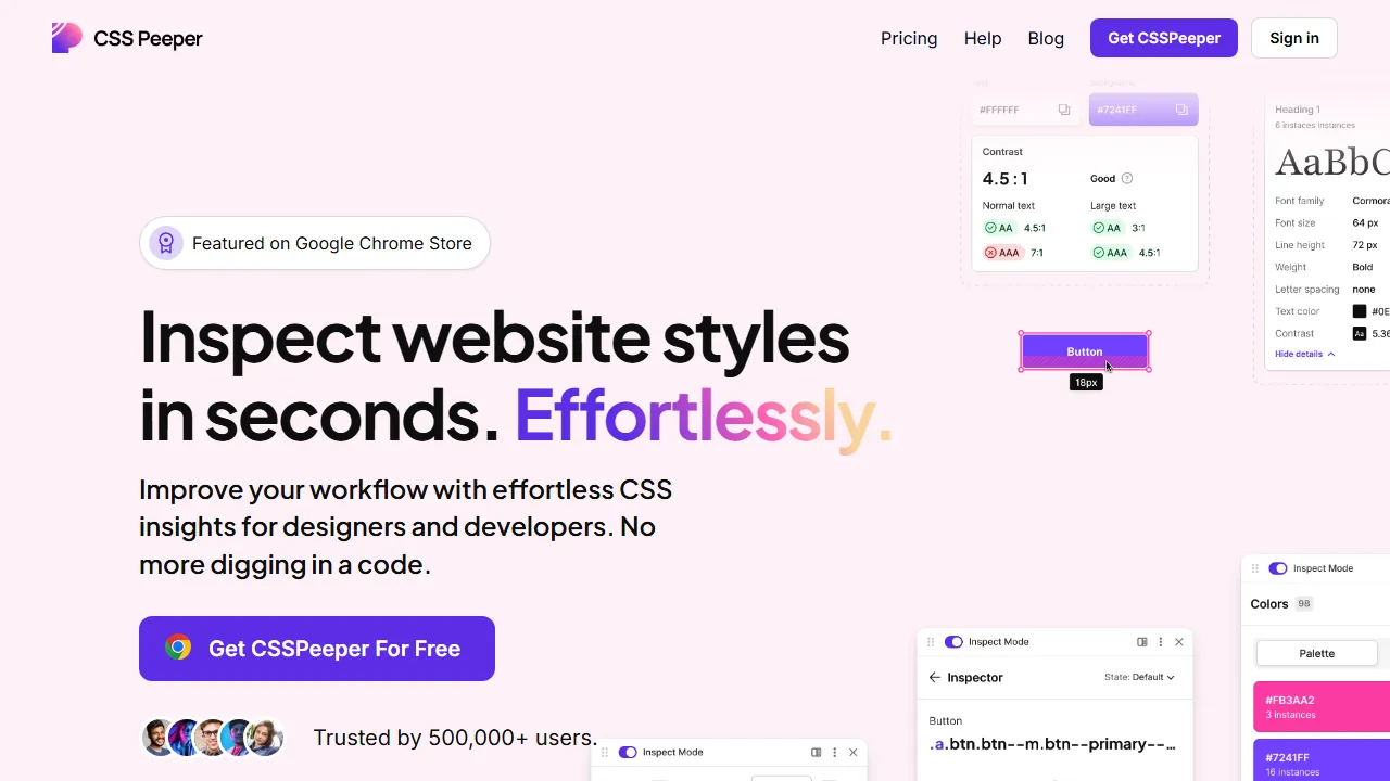 csspeeper.com - Free CSS Inspector Tool for Developers screenshot